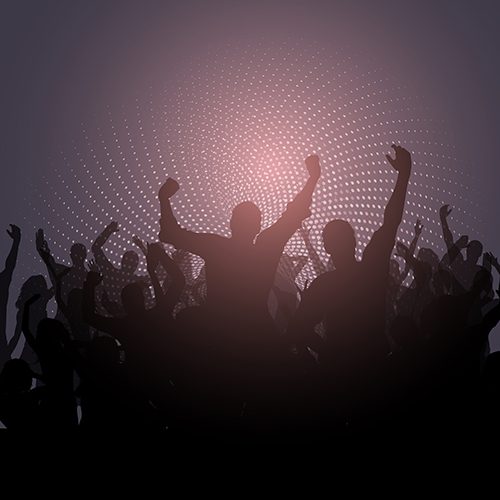 Party crowd on abstract dots background Free Vector