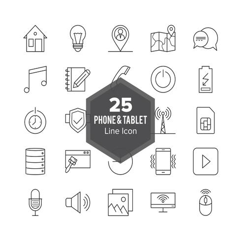 Phone and Tablet Line icon Set Stock Free