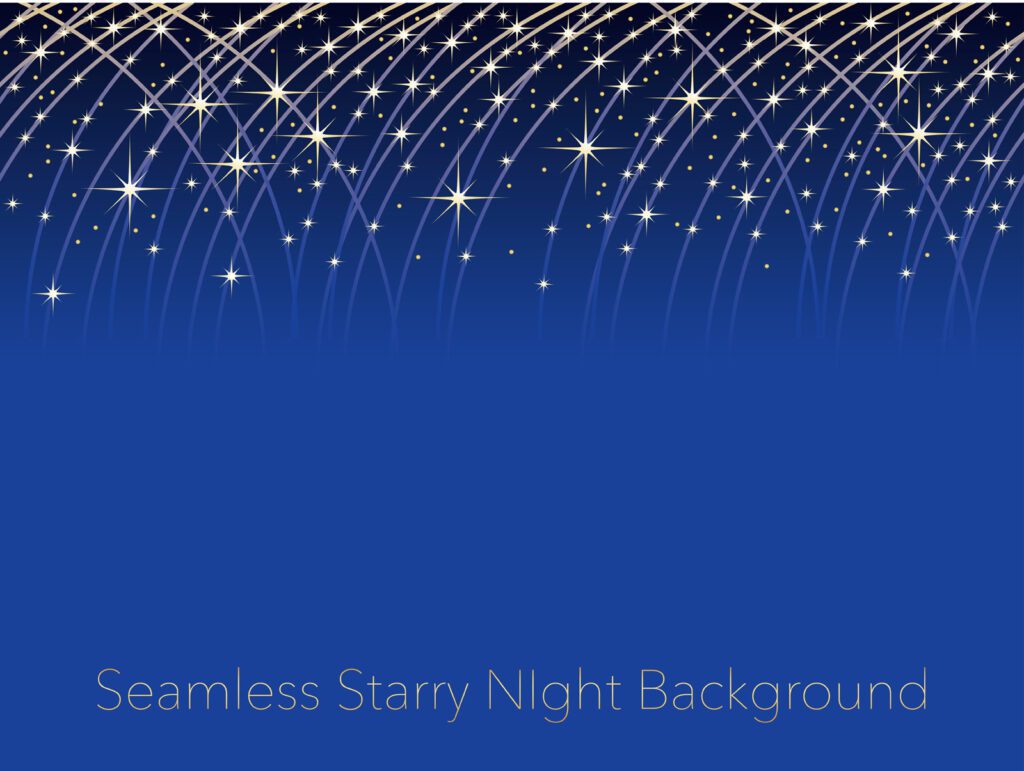 Seamless starry night sky background with streaks of shooting stars. Free Vector