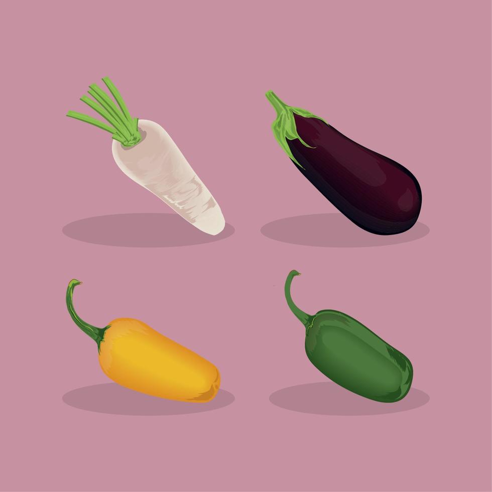 vegetables icons set Stock Free