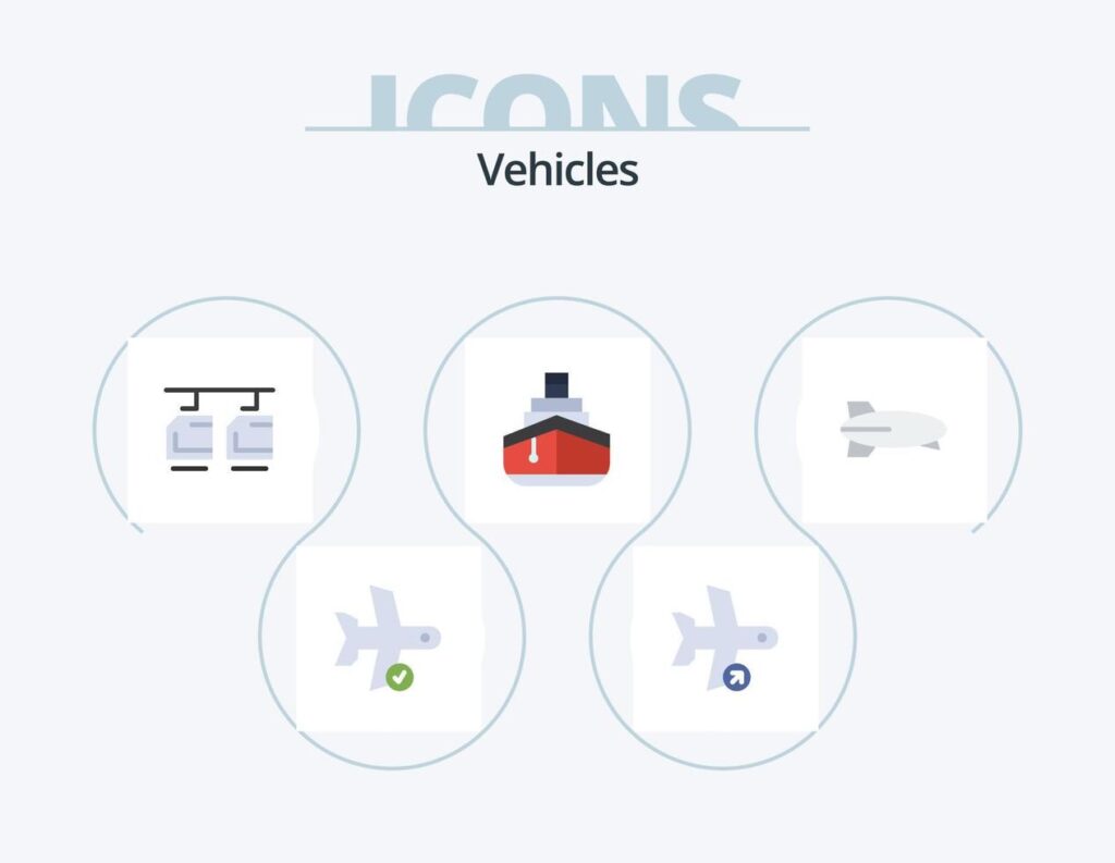 Vehicles Flat Icon Pack 5 Icon Design. transportation. filled. take. cruise. transportation Stock Free