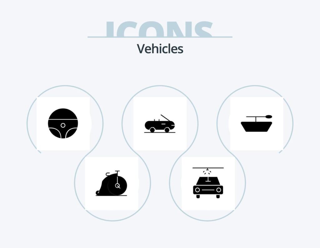 Vehicles Glyph Icon Pack 5 Icon Design. . wheel. Stock Free