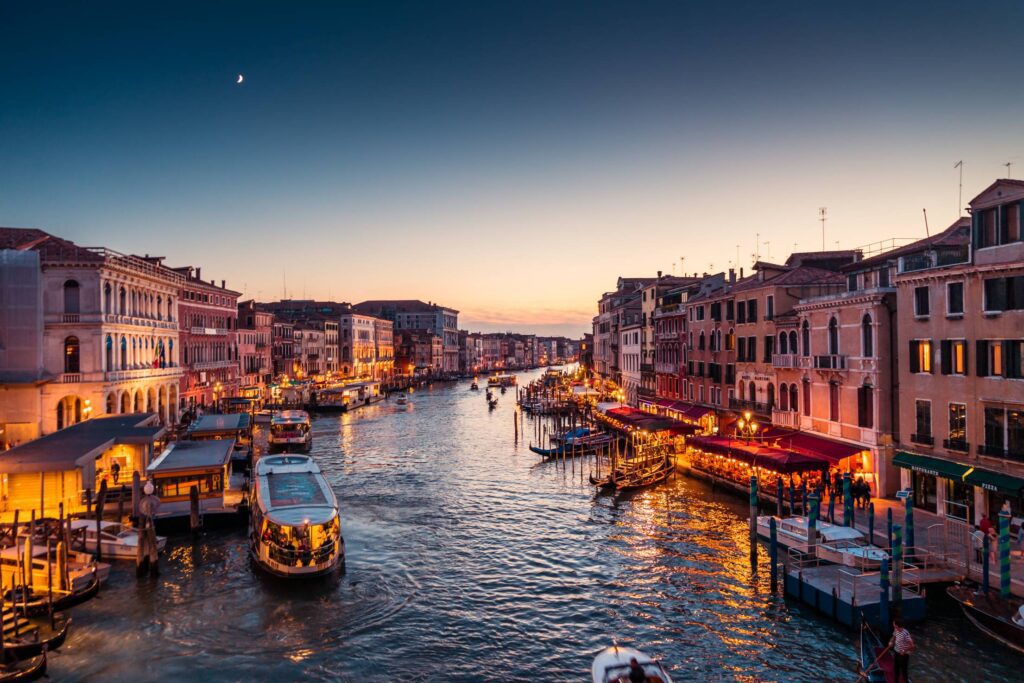 Venice Italy Canal Grande at Night Free Photo