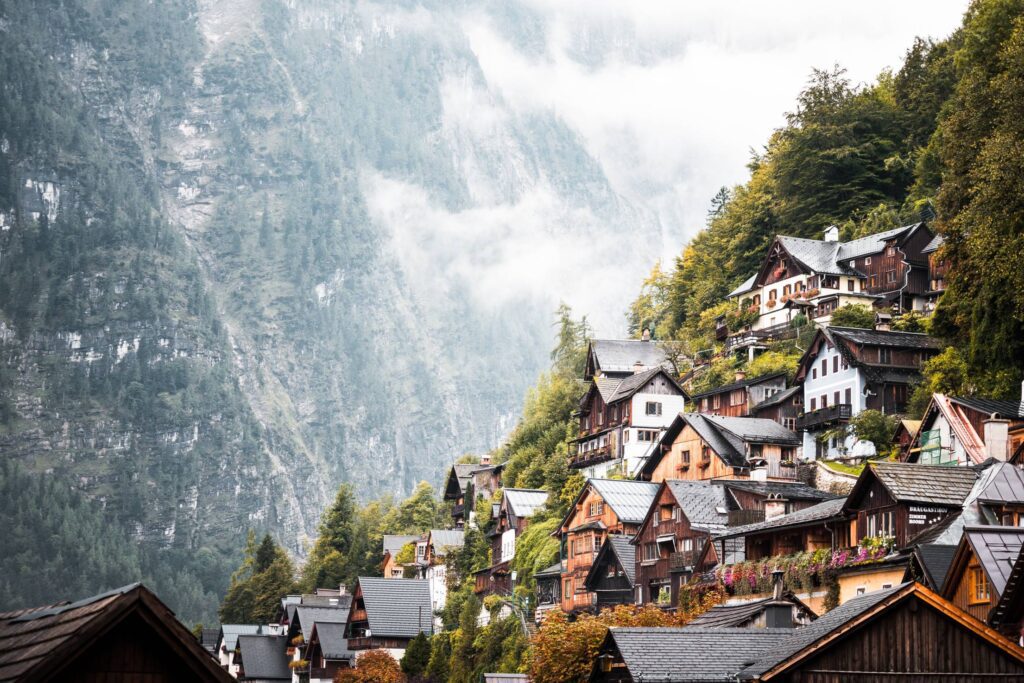 Vintage Fairytale Houses in Austrian Mountains Free Photo