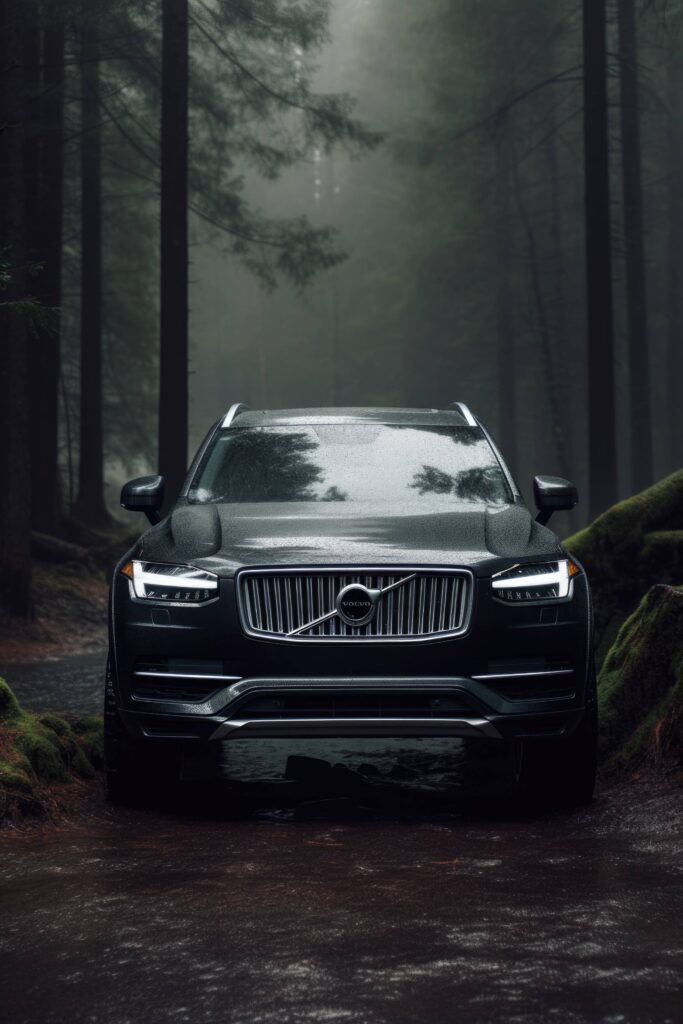 Volvo XC90 Front View in Dark Forest Stock Free