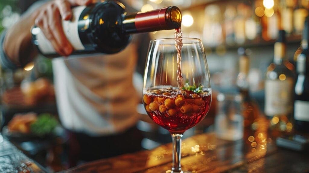 Waiter pouring a glass of red wine into a wine glass. AI-Generated Free Photo