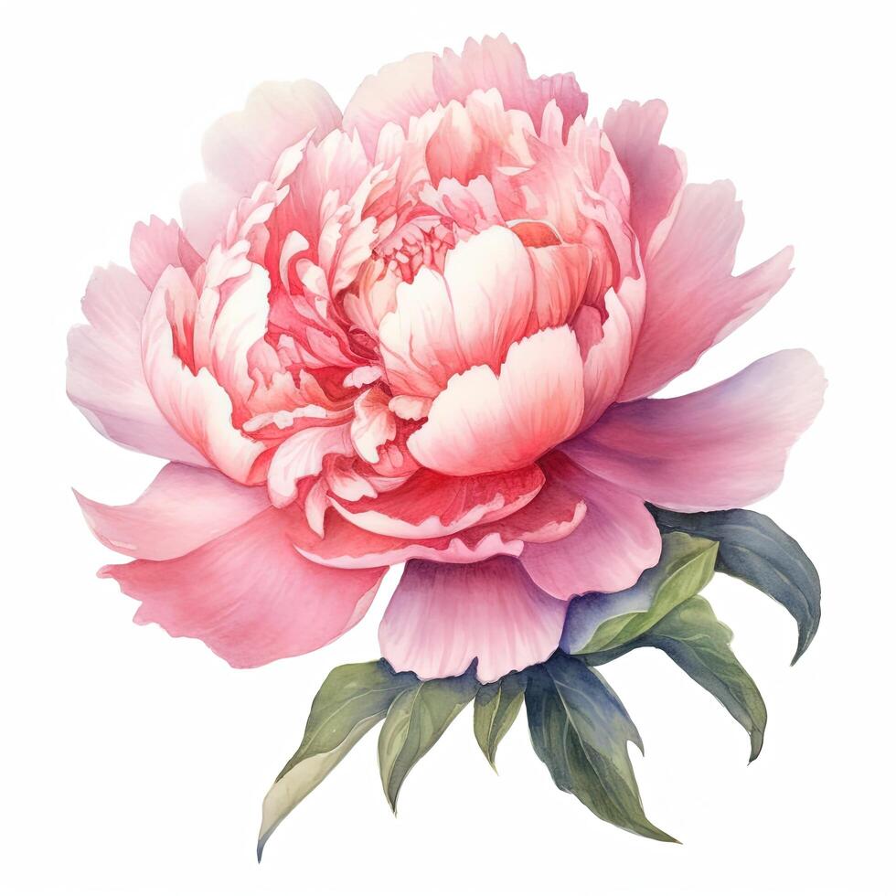 Watercolor beautiful peony flower. Illustration Stock Free