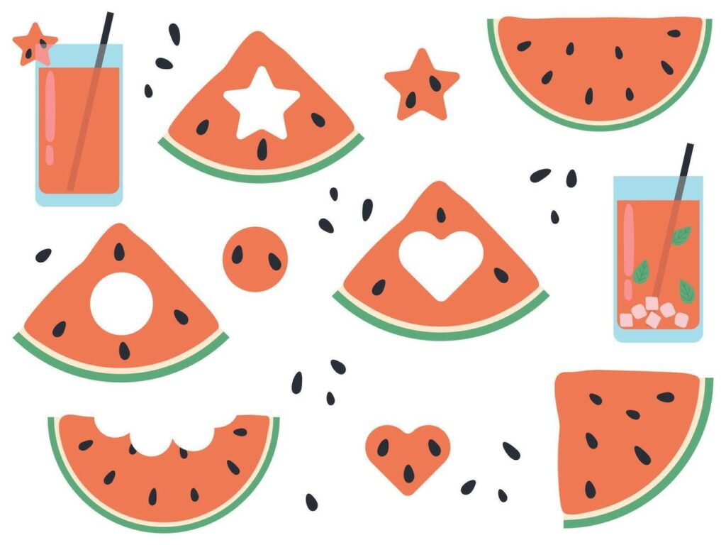 Watermelon Icon Sheet, watermelon fresh juice, fruits collection Stock Free