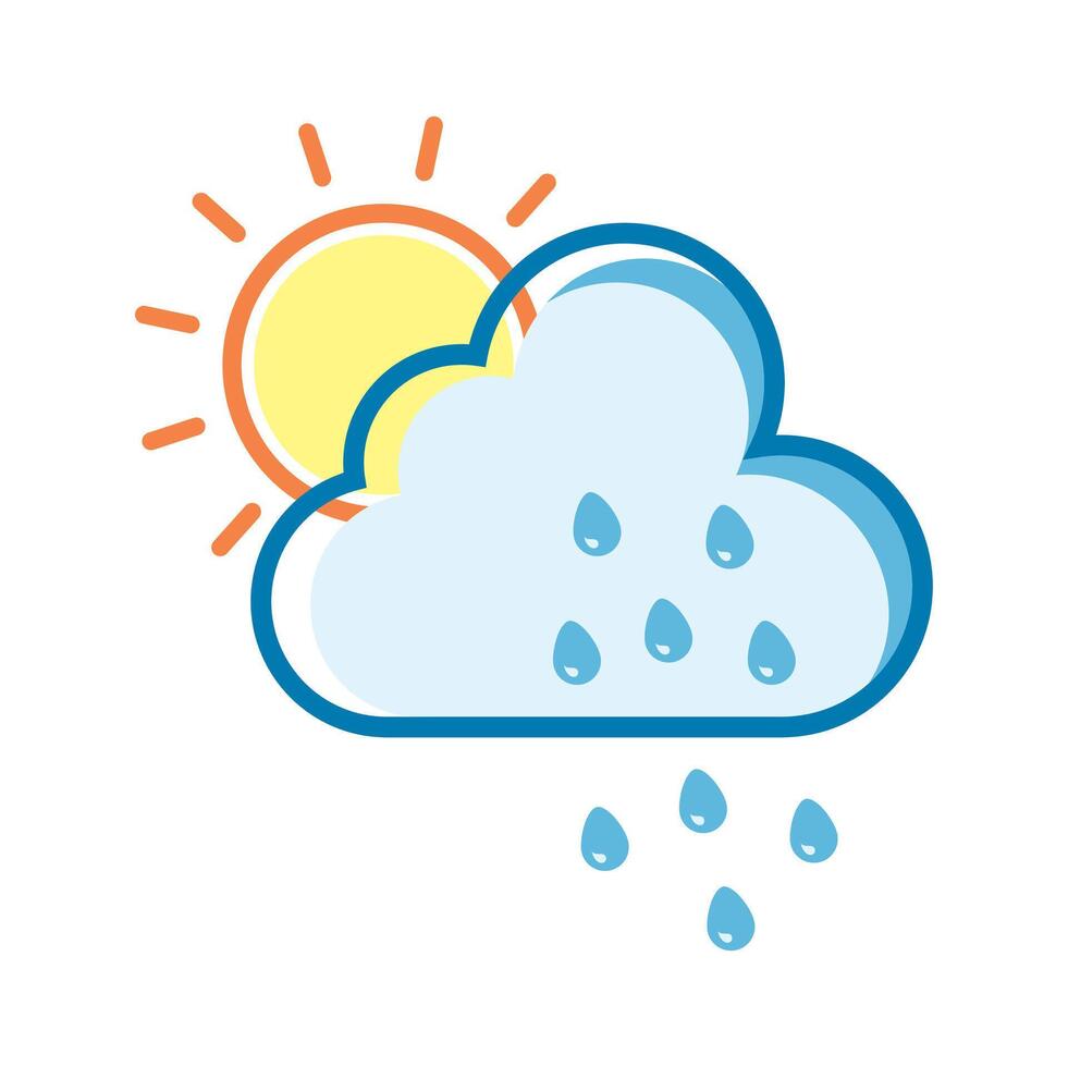 Weather meteorology sun cloud rain icon illustration Stock Free