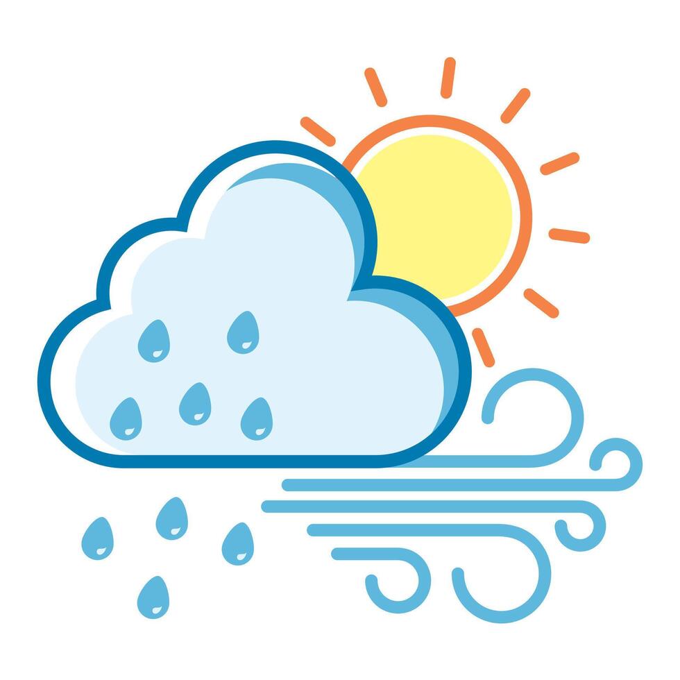 Weather meteorology sun cloud rain wind icon illustration Stock Free