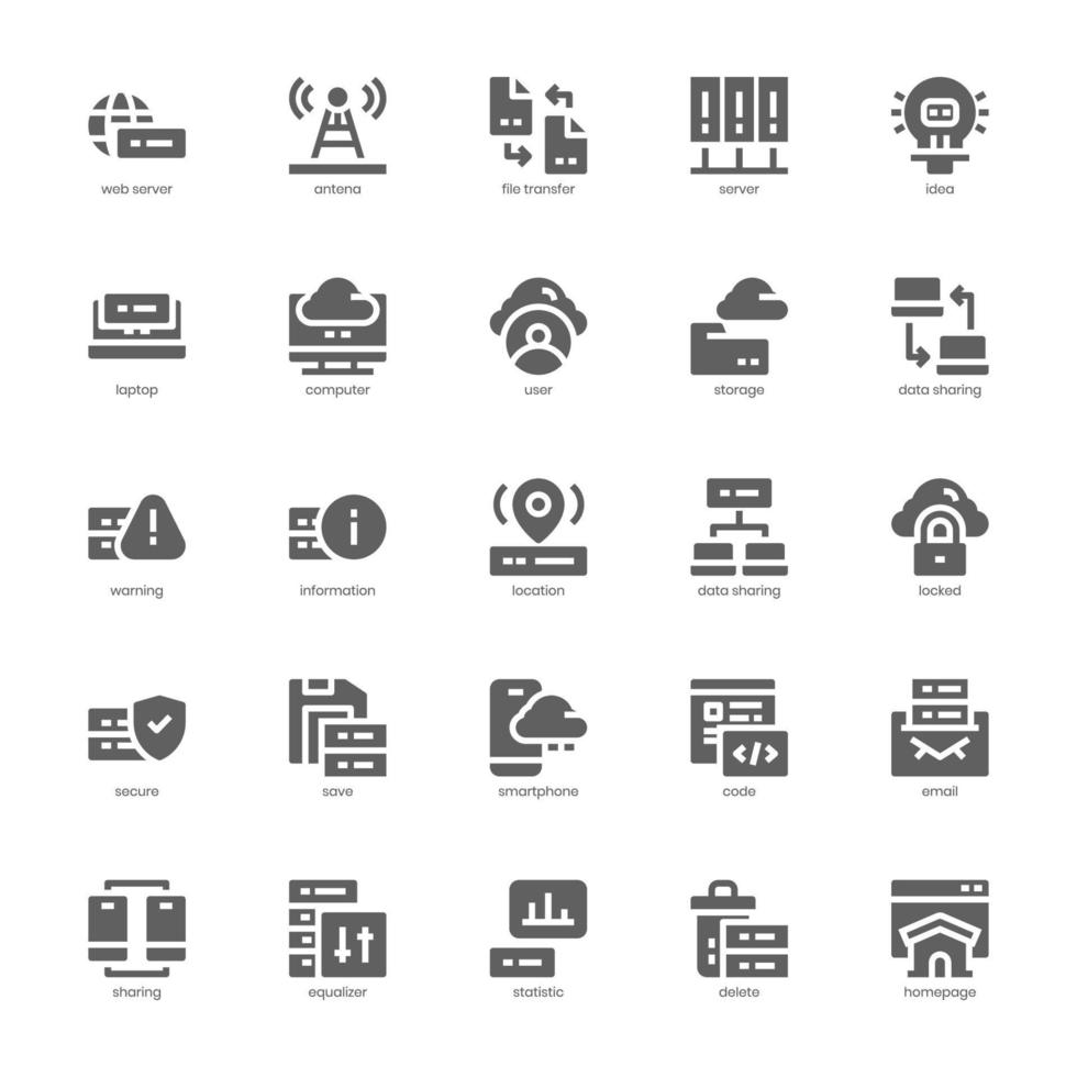 Web Hosting icon pack for your website, mobile, presentation, and logo design. Web Hosting icon glyph design. Vector graphics illustration and editable stroke. Stock Free