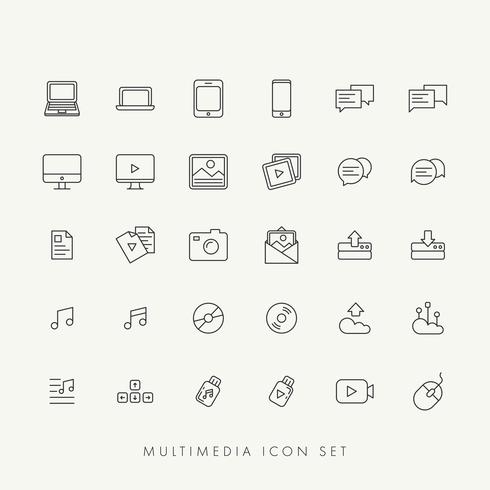 Web Multimedia Icons Set Vector Stock Free