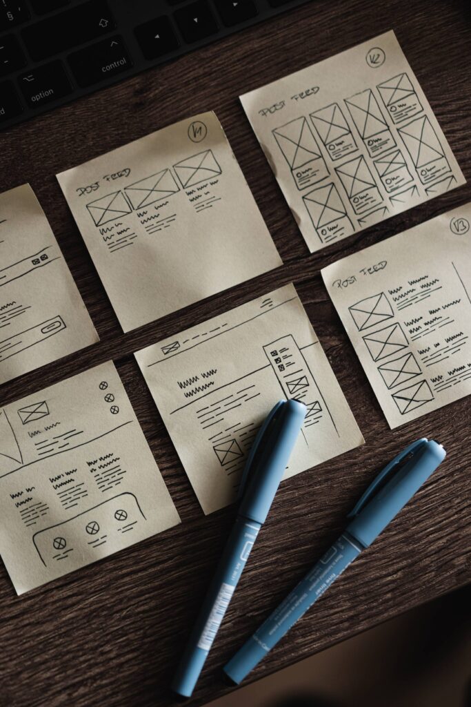 Webdesigner’s Sticky Notes with Website Wireframe Layouts Free Photo