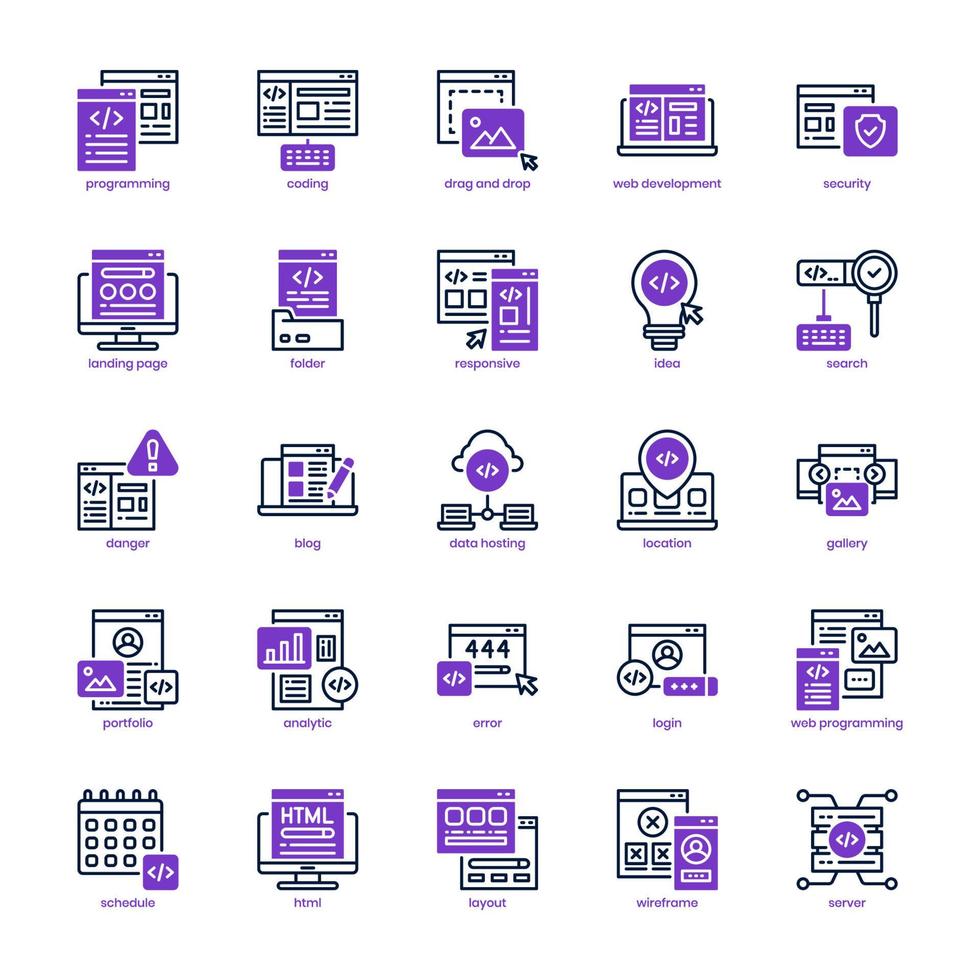 Website Development icon pack for your website design, logo, app, UI. Website Development icon mix line and solid design. Vector graphics illustration and editable stroke. Stock Free