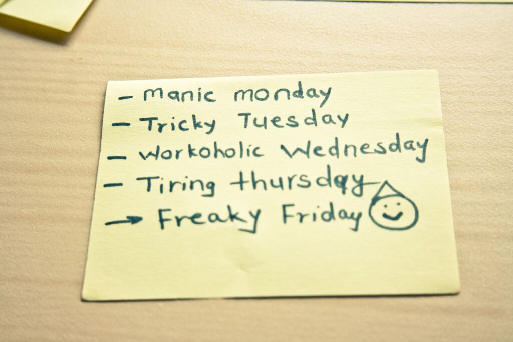 Week Days Sticky Note Stock Free