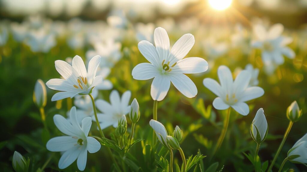 White Flowers on Green Background Stock Free