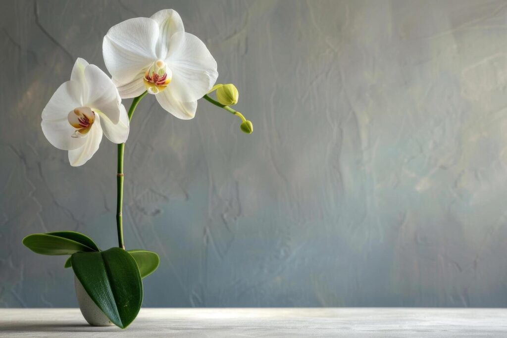 White Orchid Elegance On Textured Background Stock Free