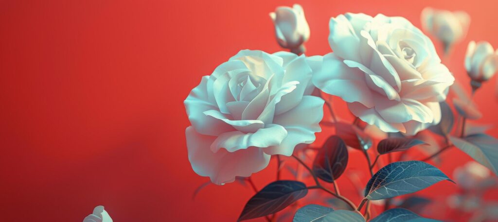 White Roses on Red Background Stock Free