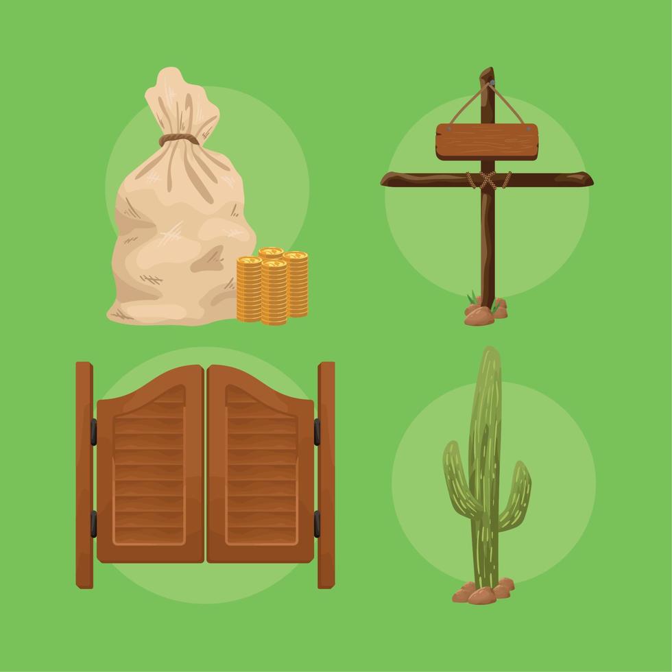 wild west four icons Stock Free