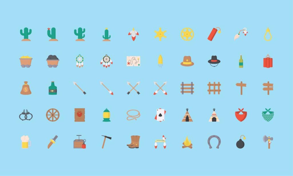 wild west icon set Stock Free