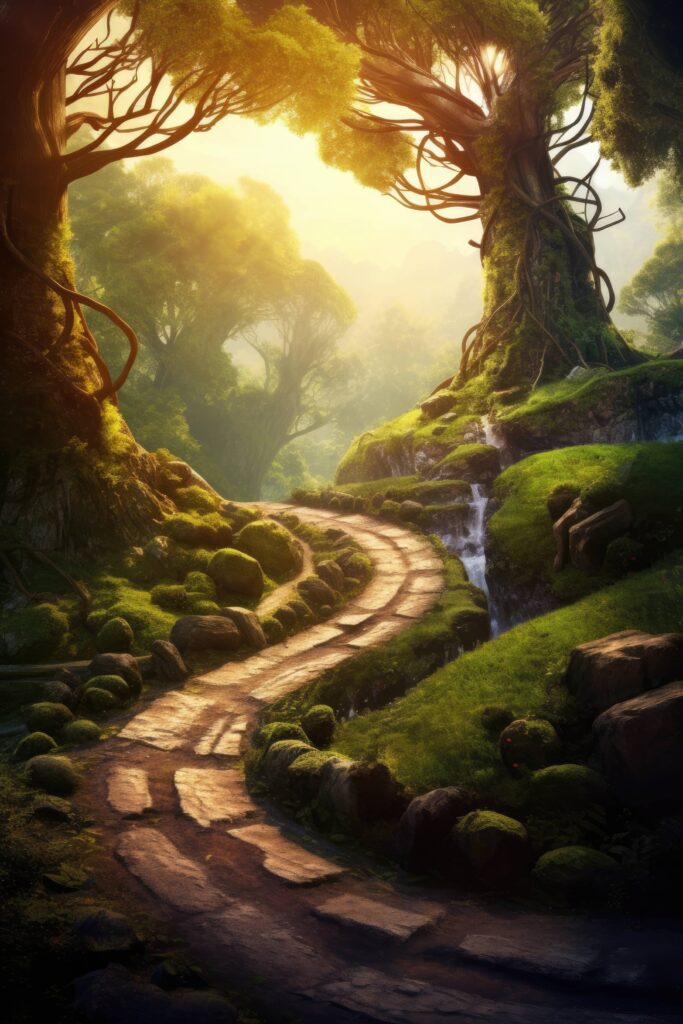 Winding Pathway Through Magical Fairytale Forest Stock Free