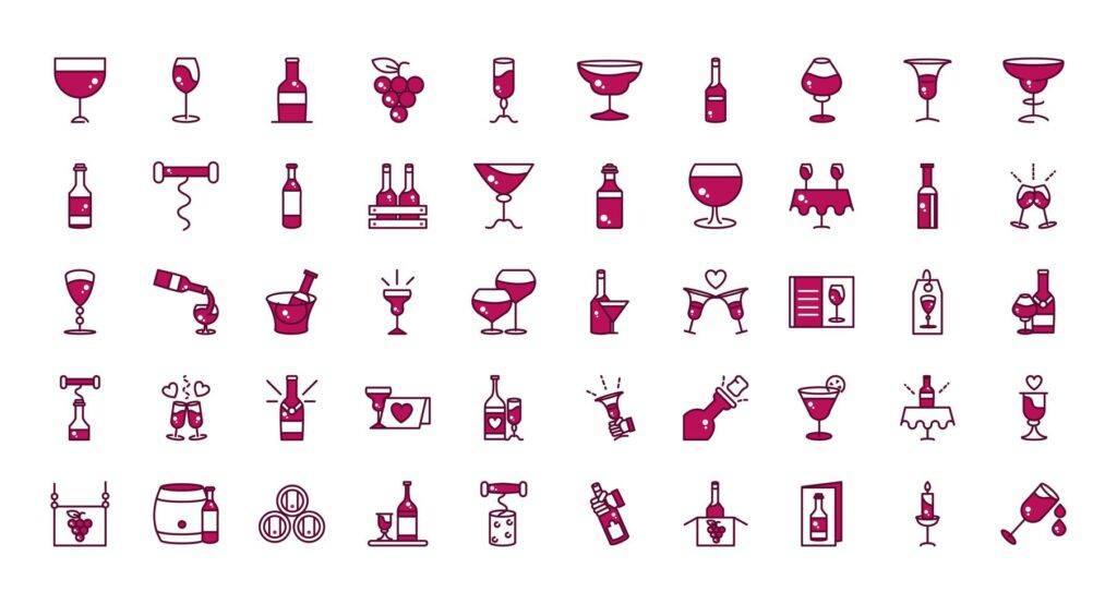 Wine beverage celebration icon set Stock Free