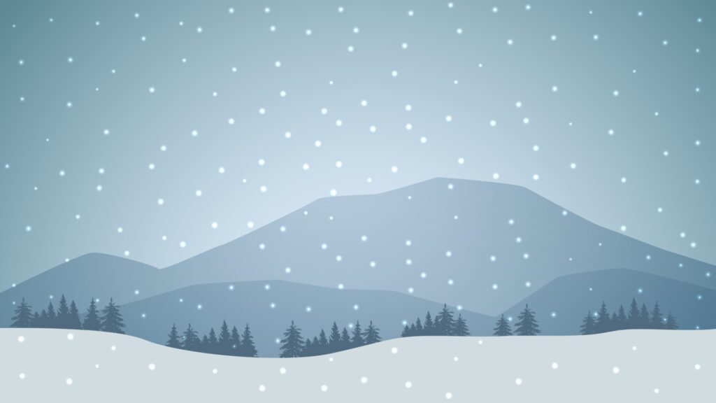 Winter landscape with mountains on the horizon, pine forest and snow, background for your creativity Free Vector