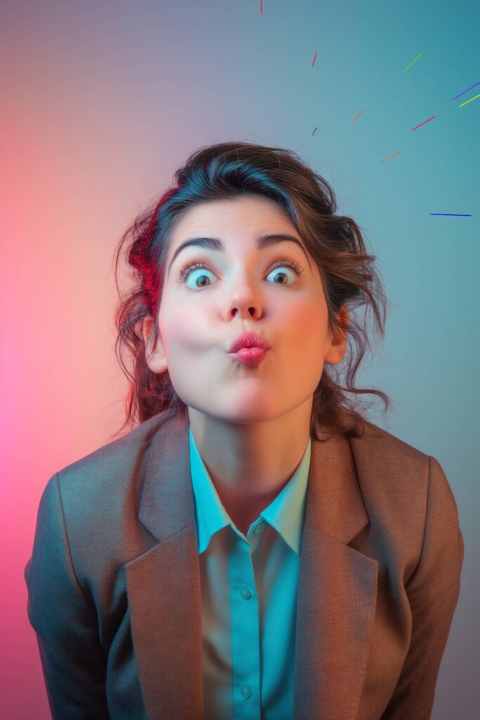 Woman in Blazer Making a Funny Face Stock Free