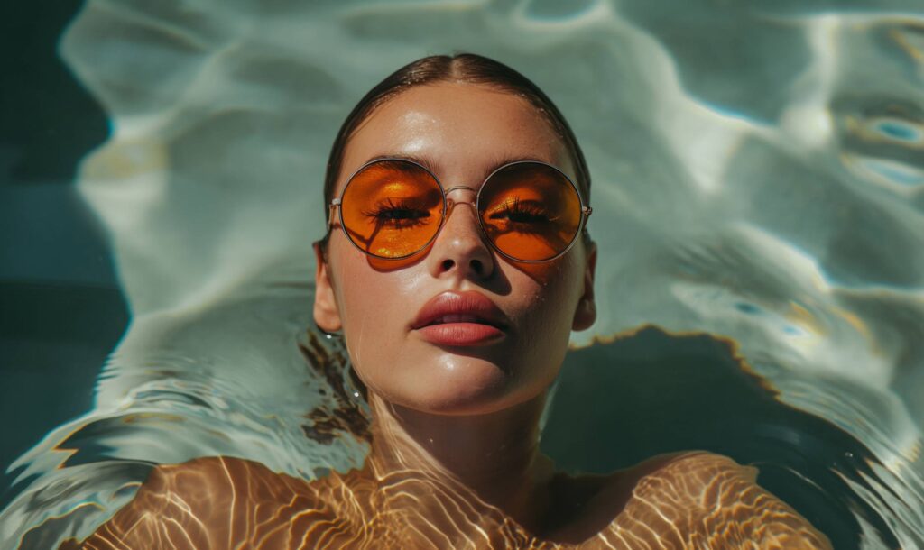 Woman in Sunglasses Enjoying Luxury Vacation at a Pool Stock Free