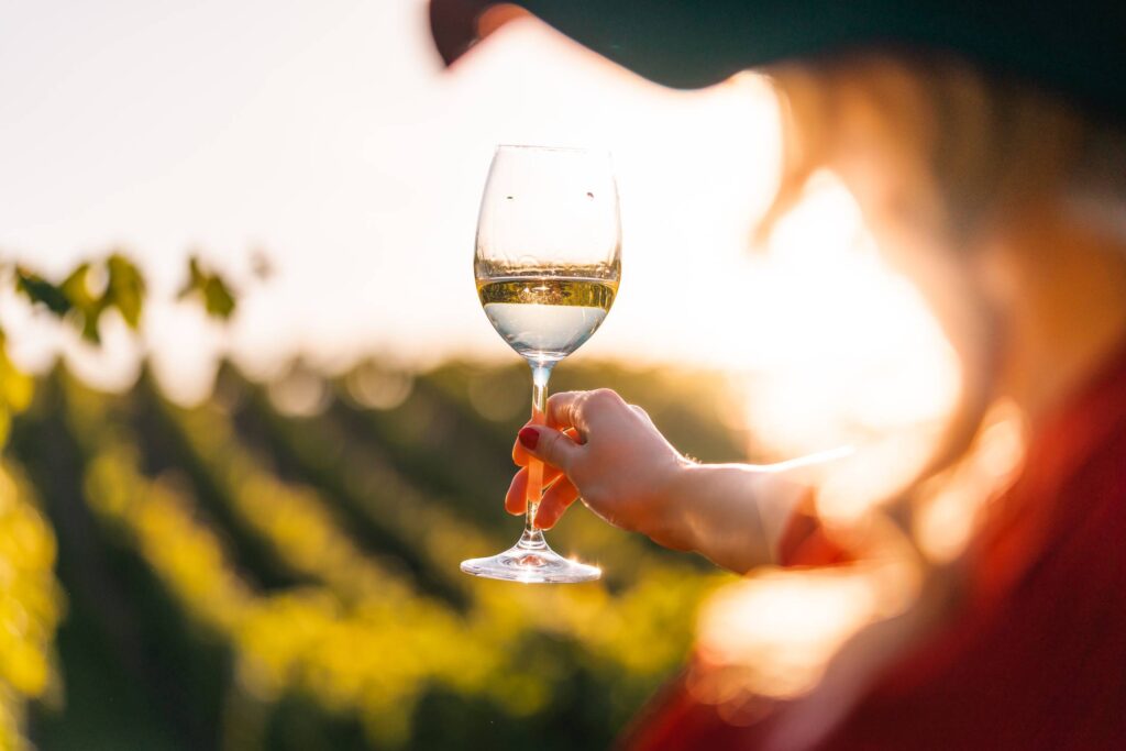 Woman Looking at a Glass of Wine Free Photo