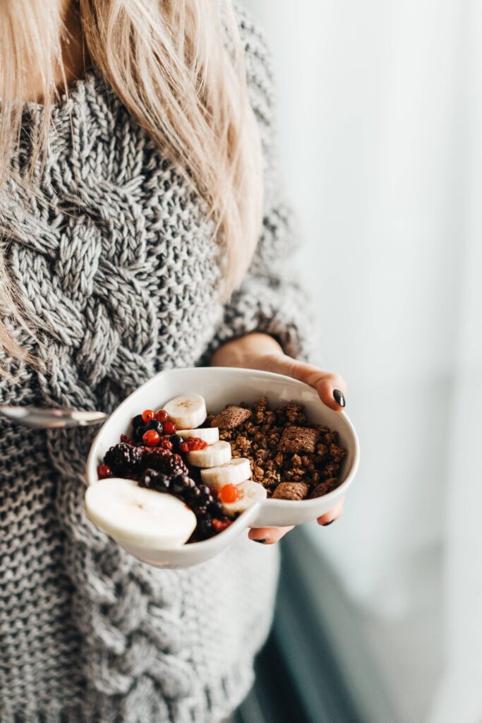 Woman with Super Healthy Morning Breakfast Free Photo