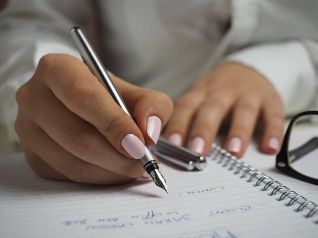 Woman Writing Notepad Stock Free