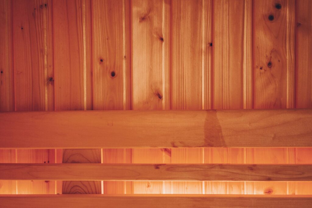 Wooden Finnish Sauna Interior Free Photo