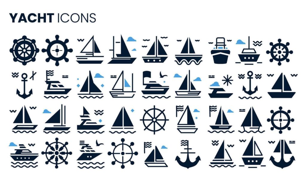 yacht icons set, illustration Stock Free