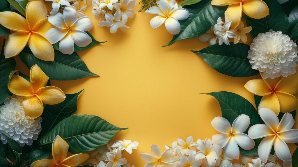 Yellow Background With White and Yellow Flowers Stock Free