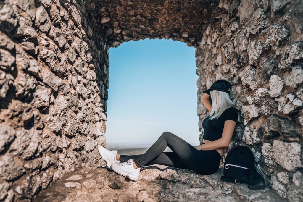 Young Woman Traveling with Face Mask Free Photo