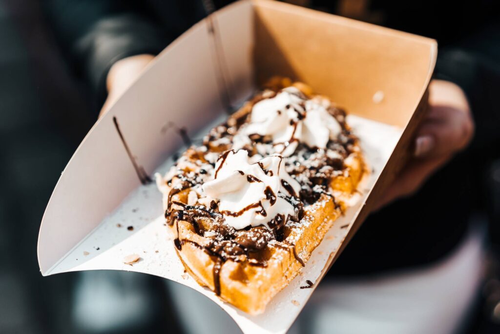 Yummy Chocolate Waffles from Open Air Food Market Free Photo