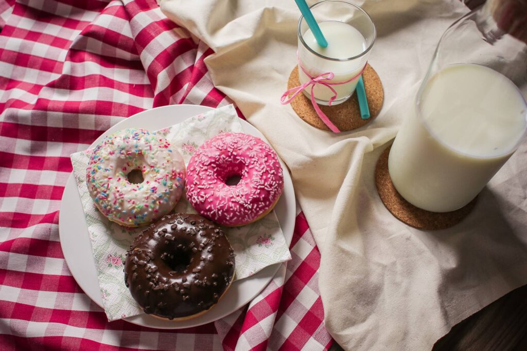 Yummy Donuts and Milk Free Photo