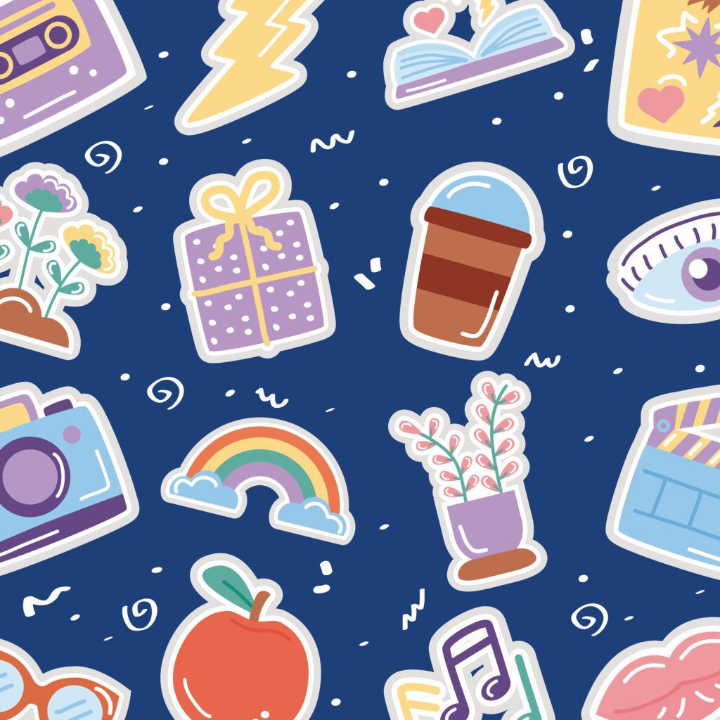 Cute pattern background with hype icons Free Vector