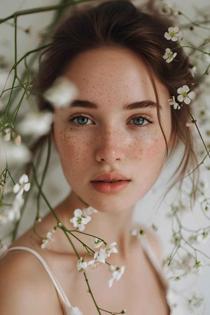 Spring Glow A Beautiful Woman’s Self-Care Routine with Natural Makeup Free Photo