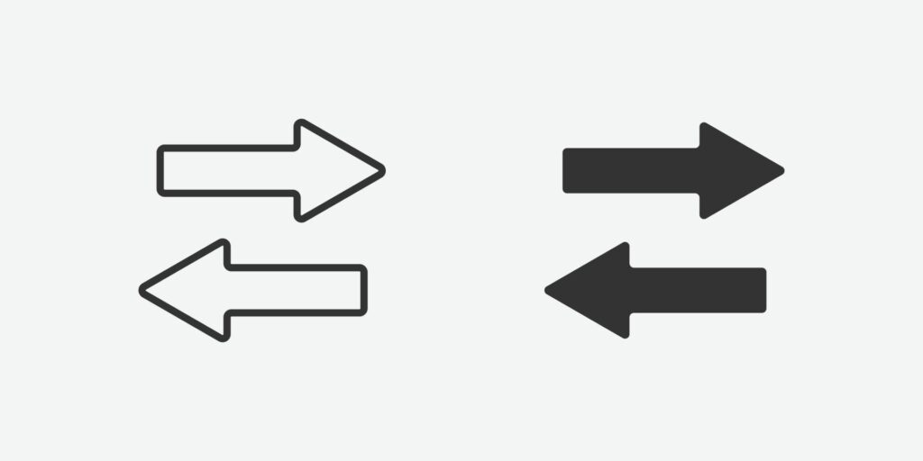 left and right arrow line icon. send and receive symbol Stock Free