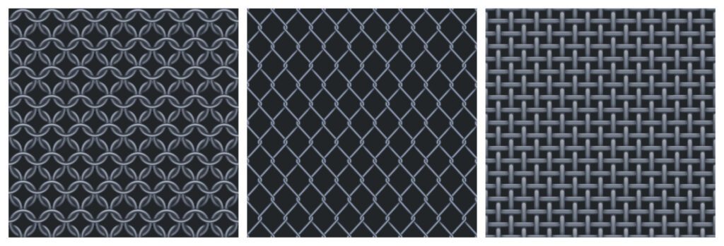 Metal net, steel mesh texture seamless patterns Free Vector