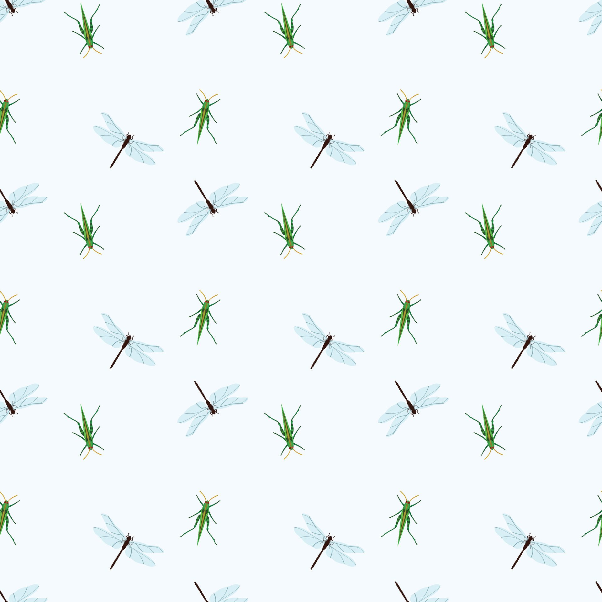 Dragonflies And Dandelions Seamless Pattern Design Free Vector