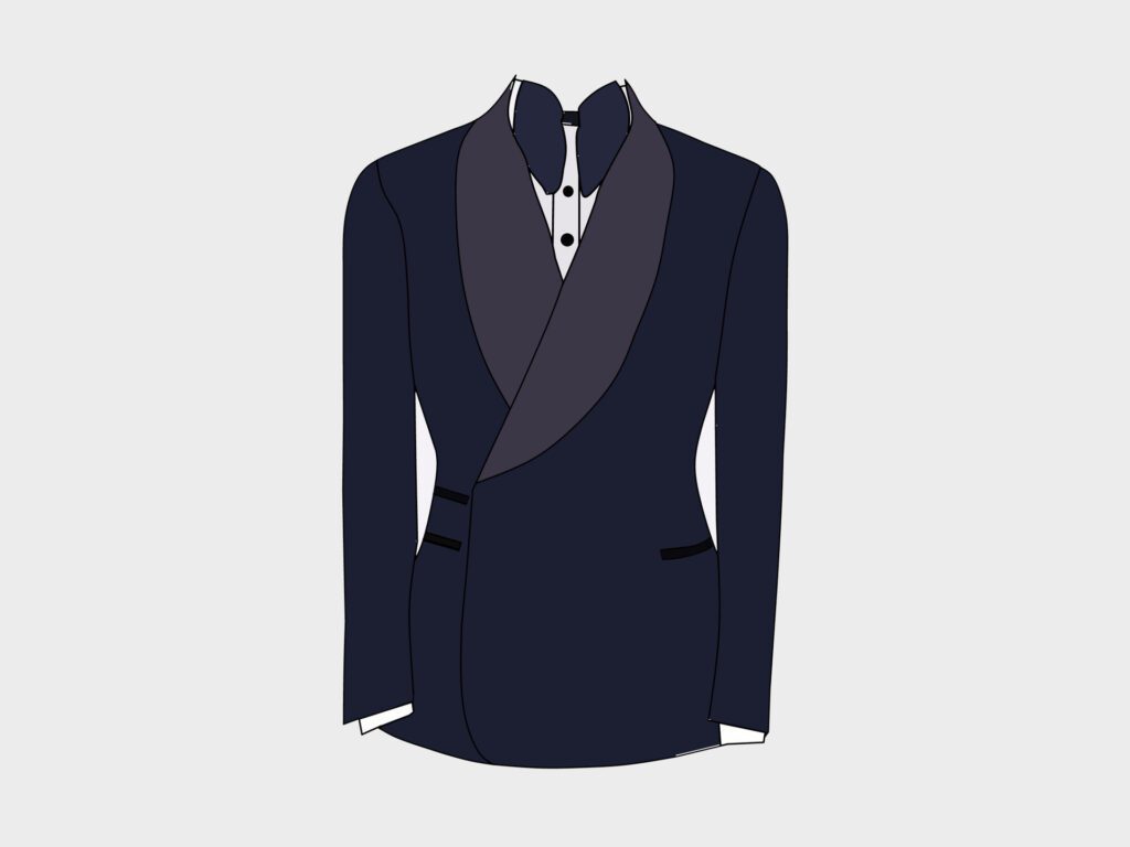 Vector illustration of Tuxedo wearing dark blue color on white background. Free Vector