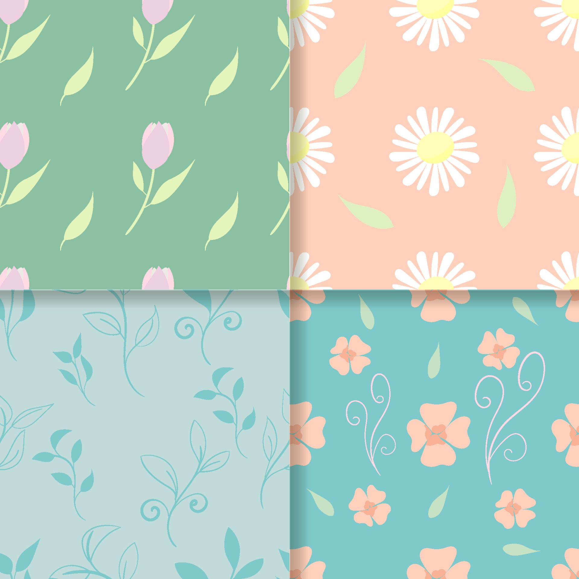 floral seamless pattern in pastel colors Free Vector