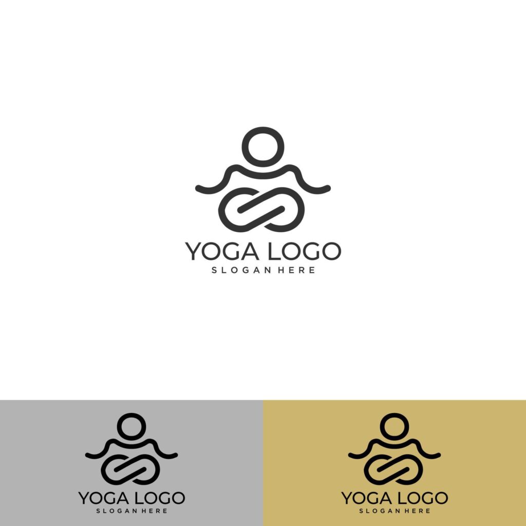 Vector logo on which an abstract image of a person sitting in lotus position. Stock Free