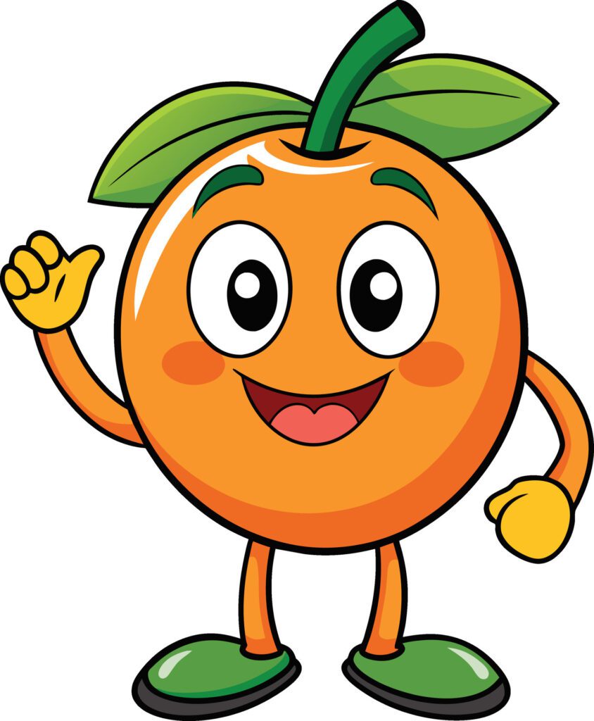 Cartoon character of orange fruit isolated on white background illustration. Free Vector