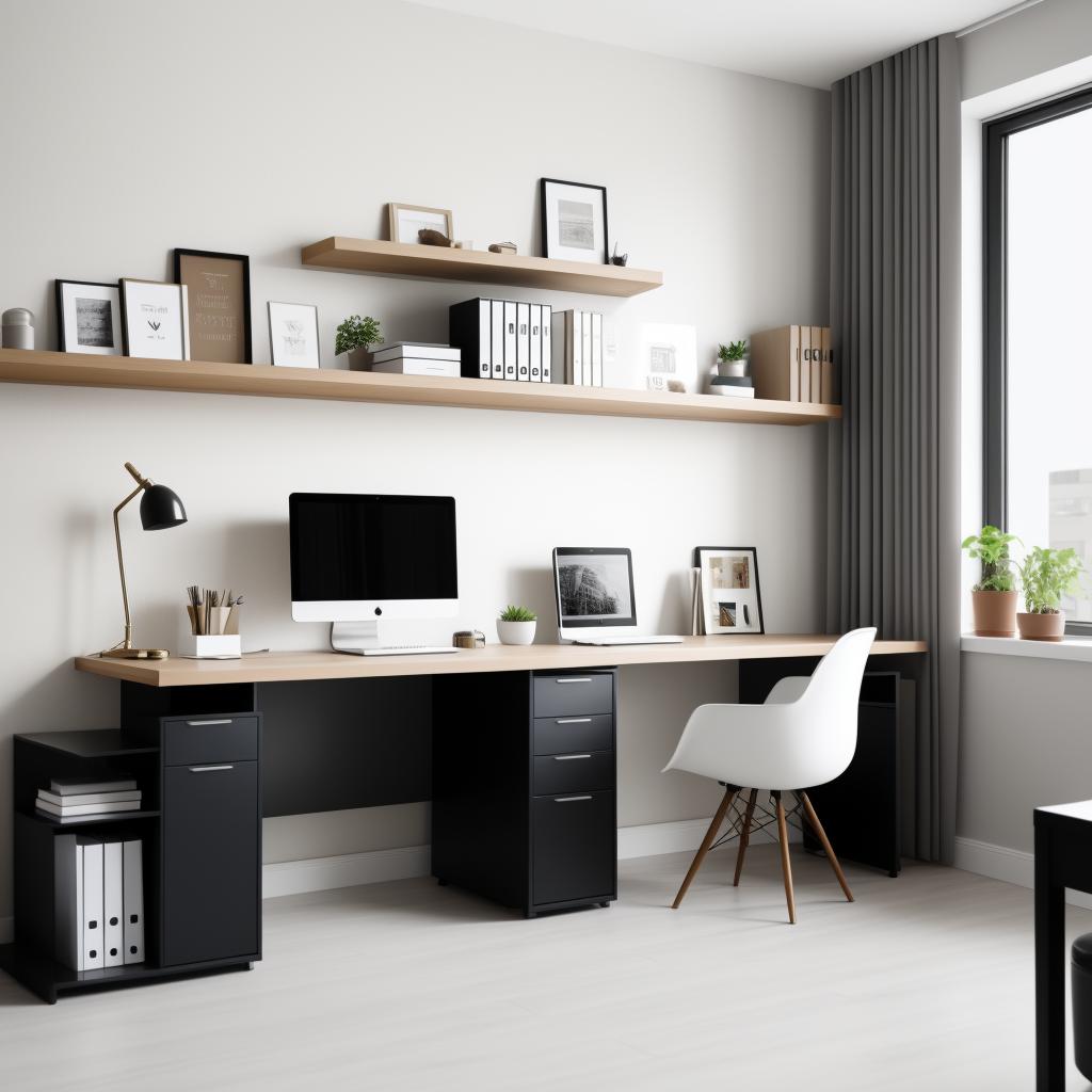 Modern home office, neutral by @ai_generated