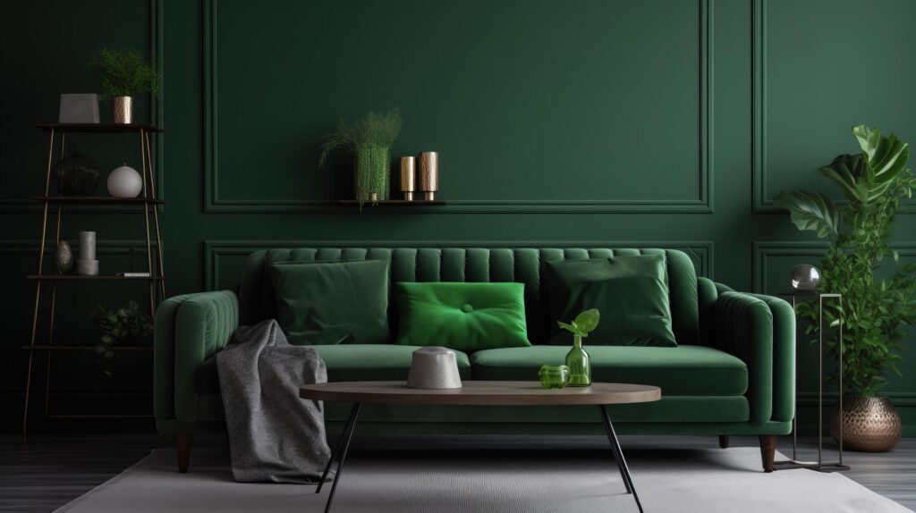 Modern green interior background. Illustration Stock Free