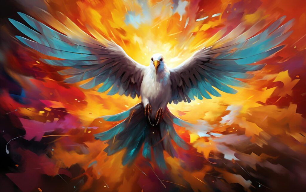 Abstract Dove Art Colorful Painting Illustrating Christian Holy Spirit Concept Stock Free